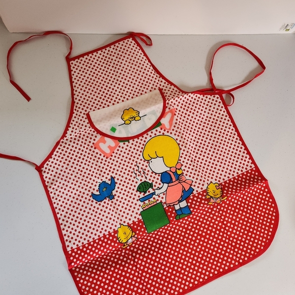 Vintage Apron Lot Of 3 Kitschy Kids 1960s 1970s Vinyl Backing Kitchen Baking - Picture 5 of 7